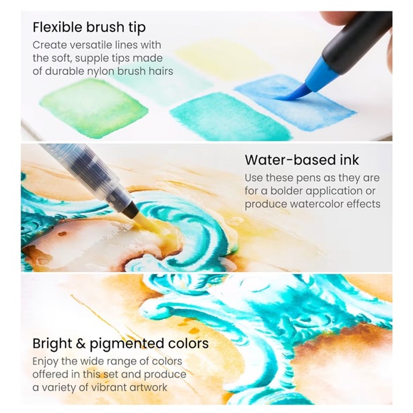 ARTEZA 48 Premium Real Brush Pens Unique Colors/Blendable/Water-Based Ink - Picture 7 of 12